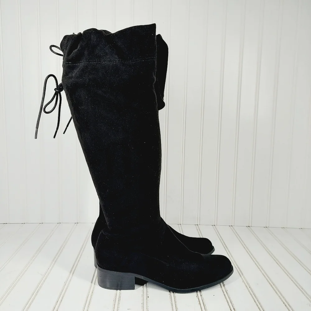 NEW Charles David Gammon Black Textule Block Heel Over-The-Knee Boots M313